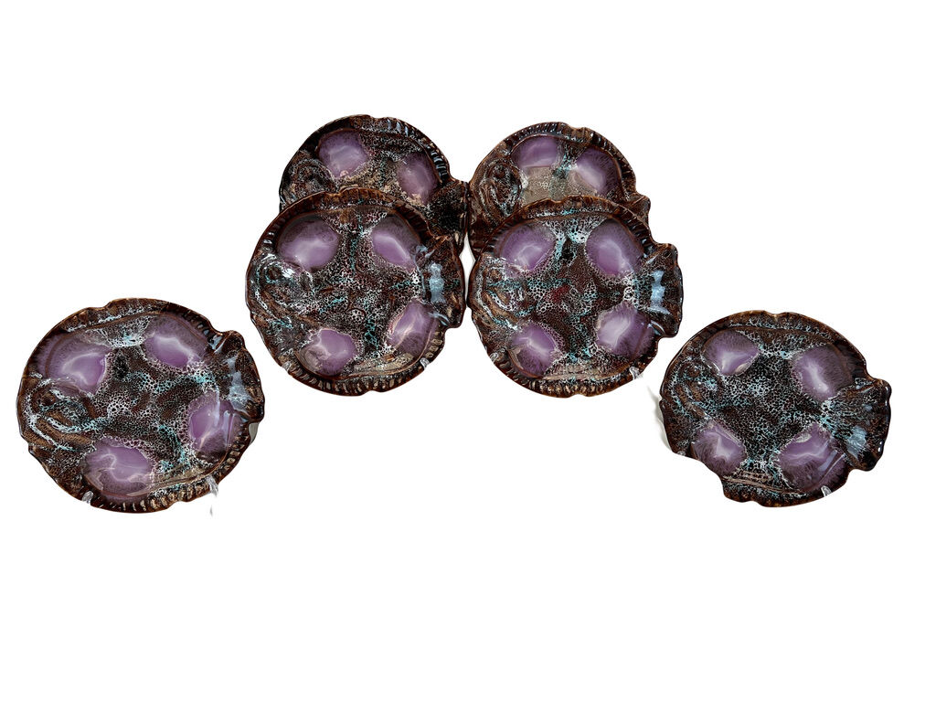 Vintage Fish Service Vallauris – 7-Piece Set in Enamelled Earthenware