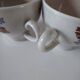 Vintage Winterling espresso cup duo, 70s floral design.