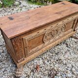 Wooden chest with lion paws