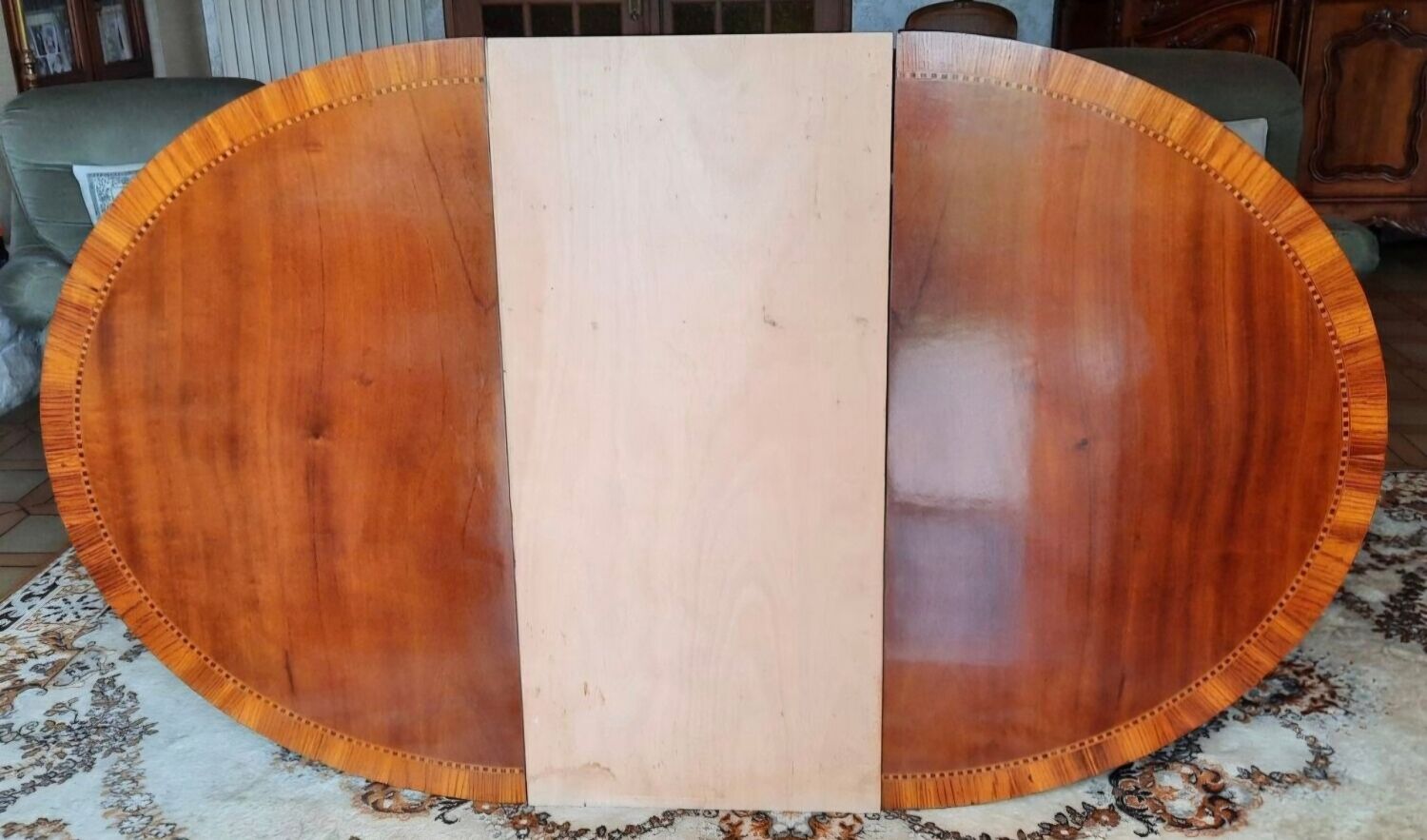 Oval table in cherry wood and zebra wood