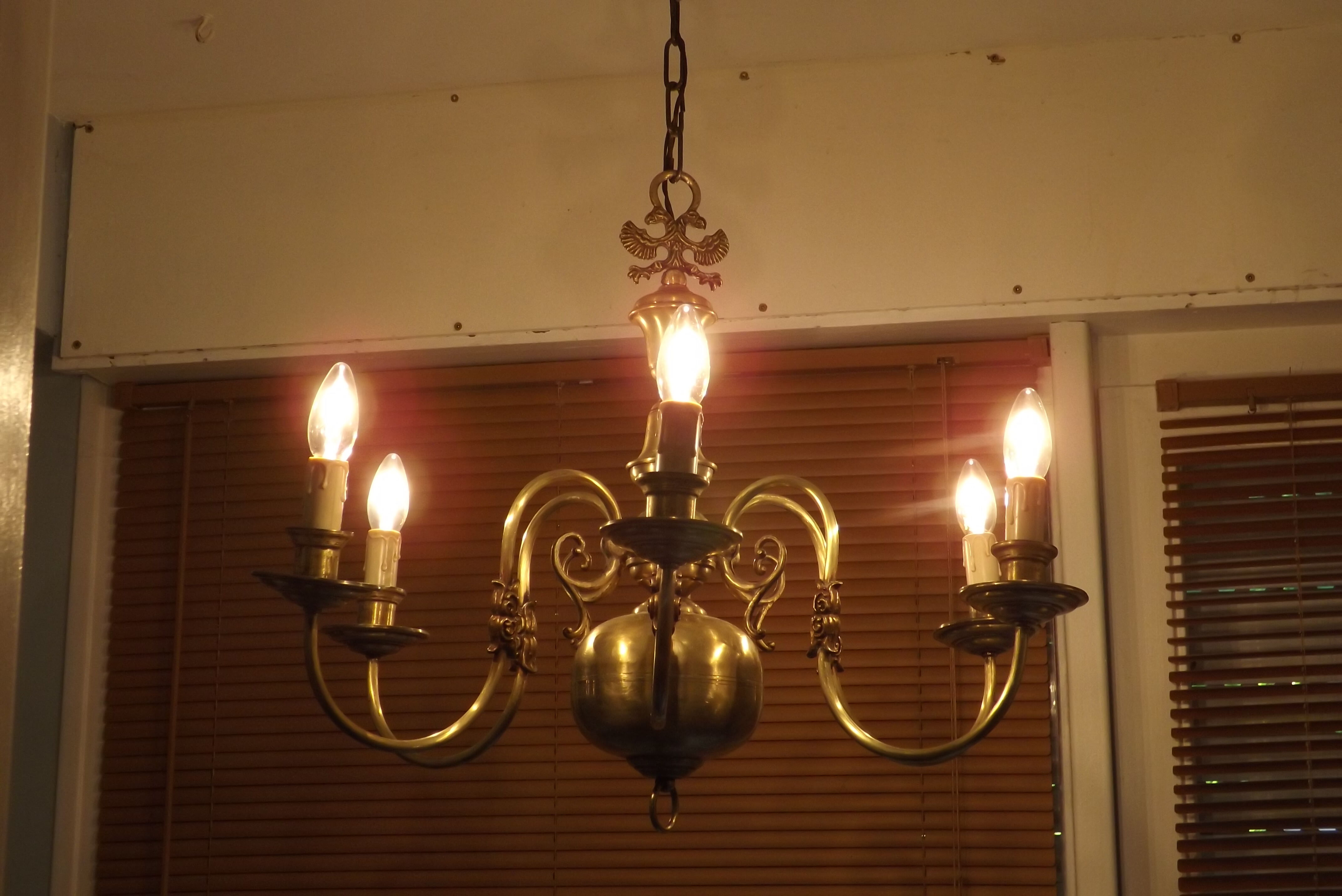 6 brass chandelier branches dutch style
