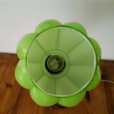Lampe de table articulée moderniste en verre et laiton à boîtier vert