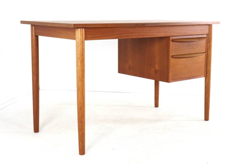 Danish desk with sliding drawer unit - teak - mid century modern