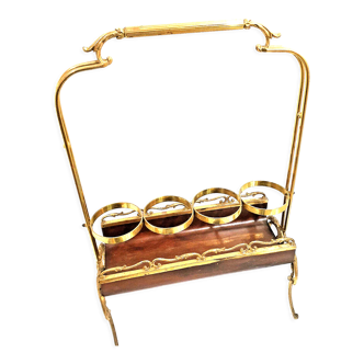 Old bottle holder 4 compartments decorative brass