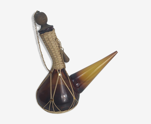 Carafe verre orange et osier