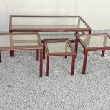 Ensemble table basse et 3 tables gigognes Pierre Vandel