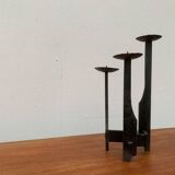 Mid-century brutalist wrought iron candlestick