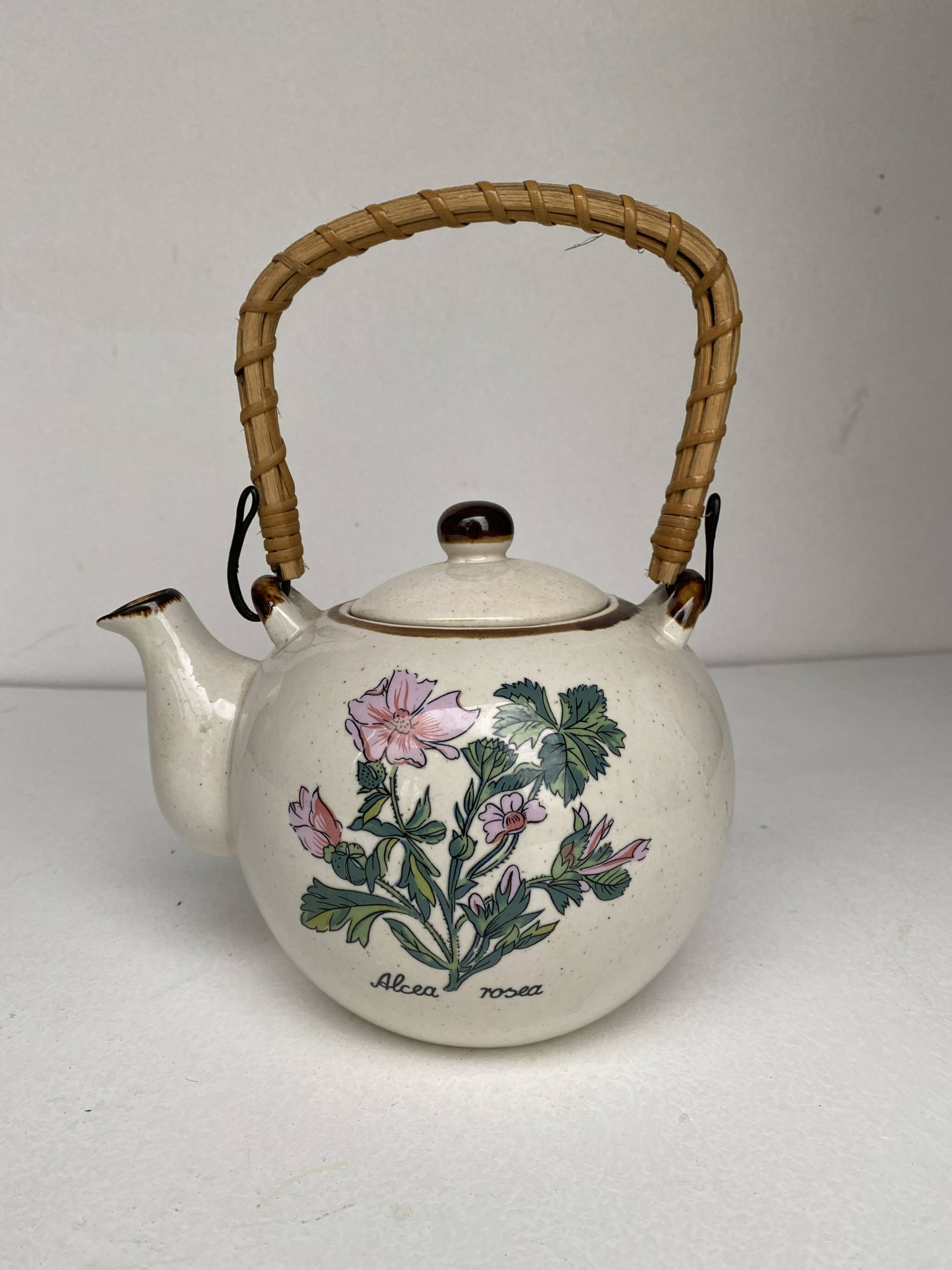 Vintage rattan teapot