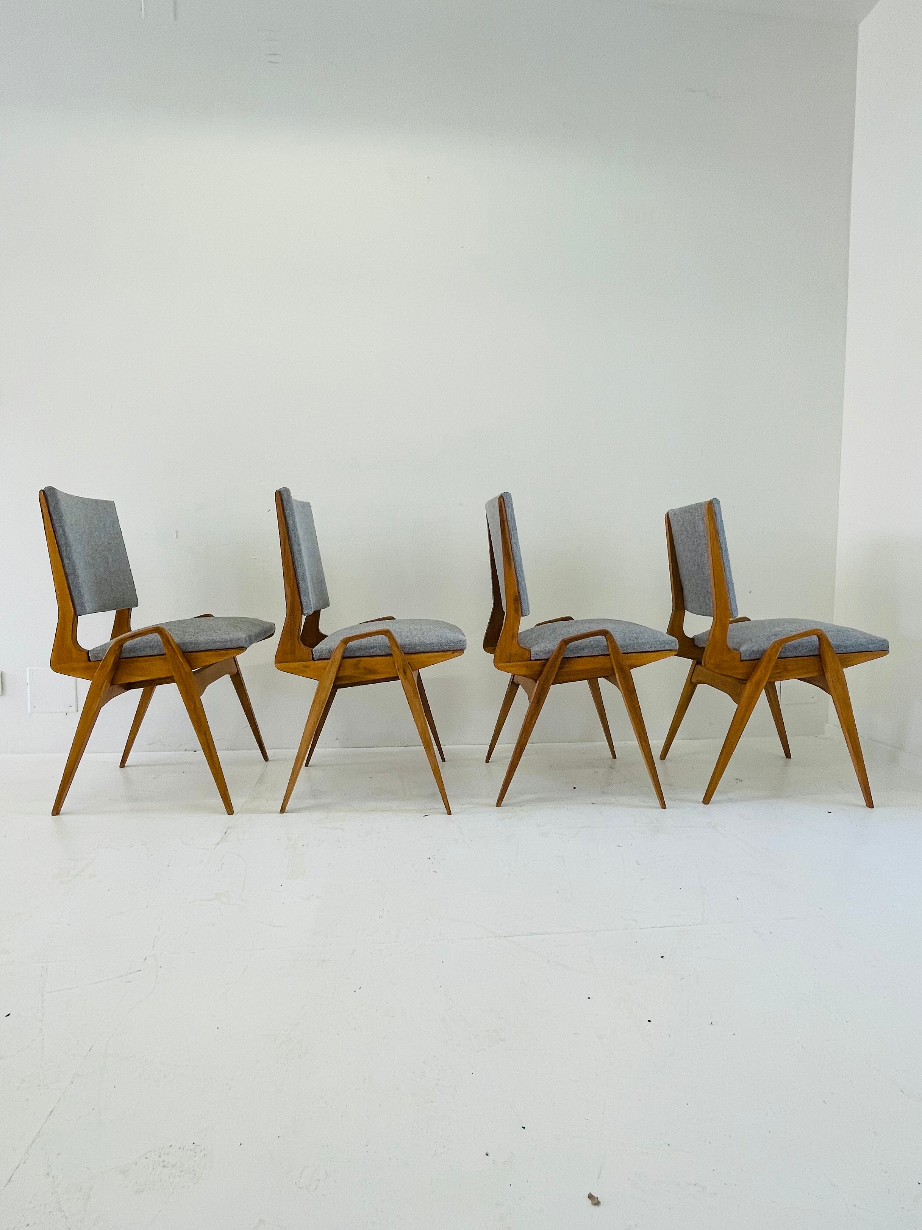Suite of 4 chairs by Maurice Pre restored 1950