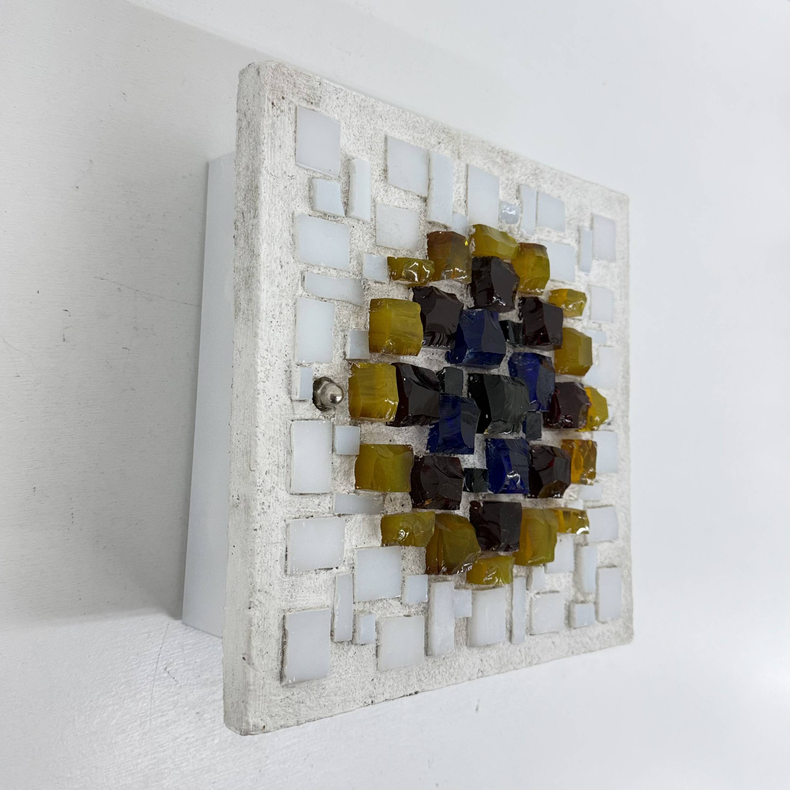 Brutalist wall lamp Glass with resin , 1970s , Germany