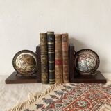 World map bookends terrestrial globes