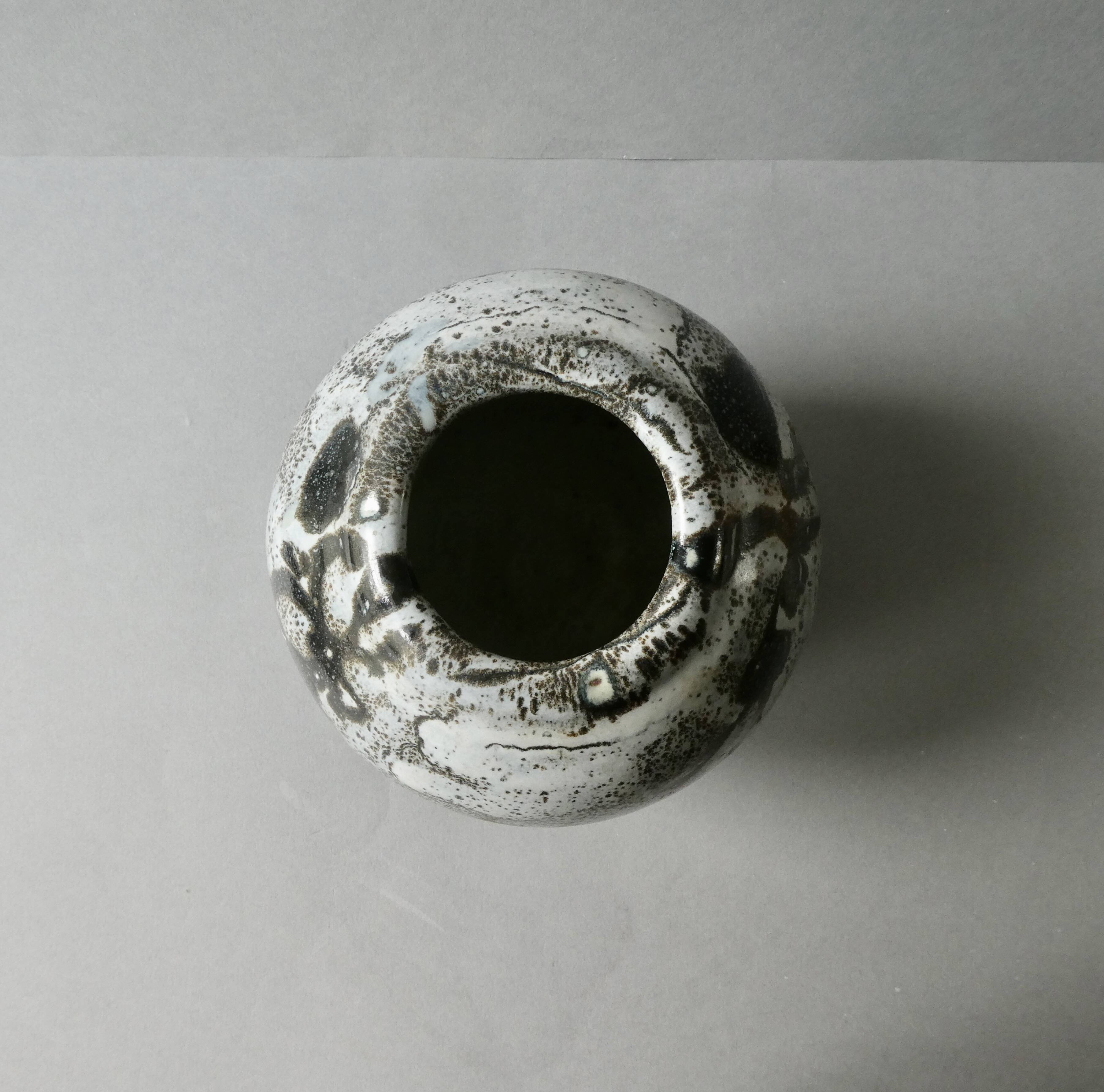 Stoneware vase with Japanese decor by Philippe Dubuc