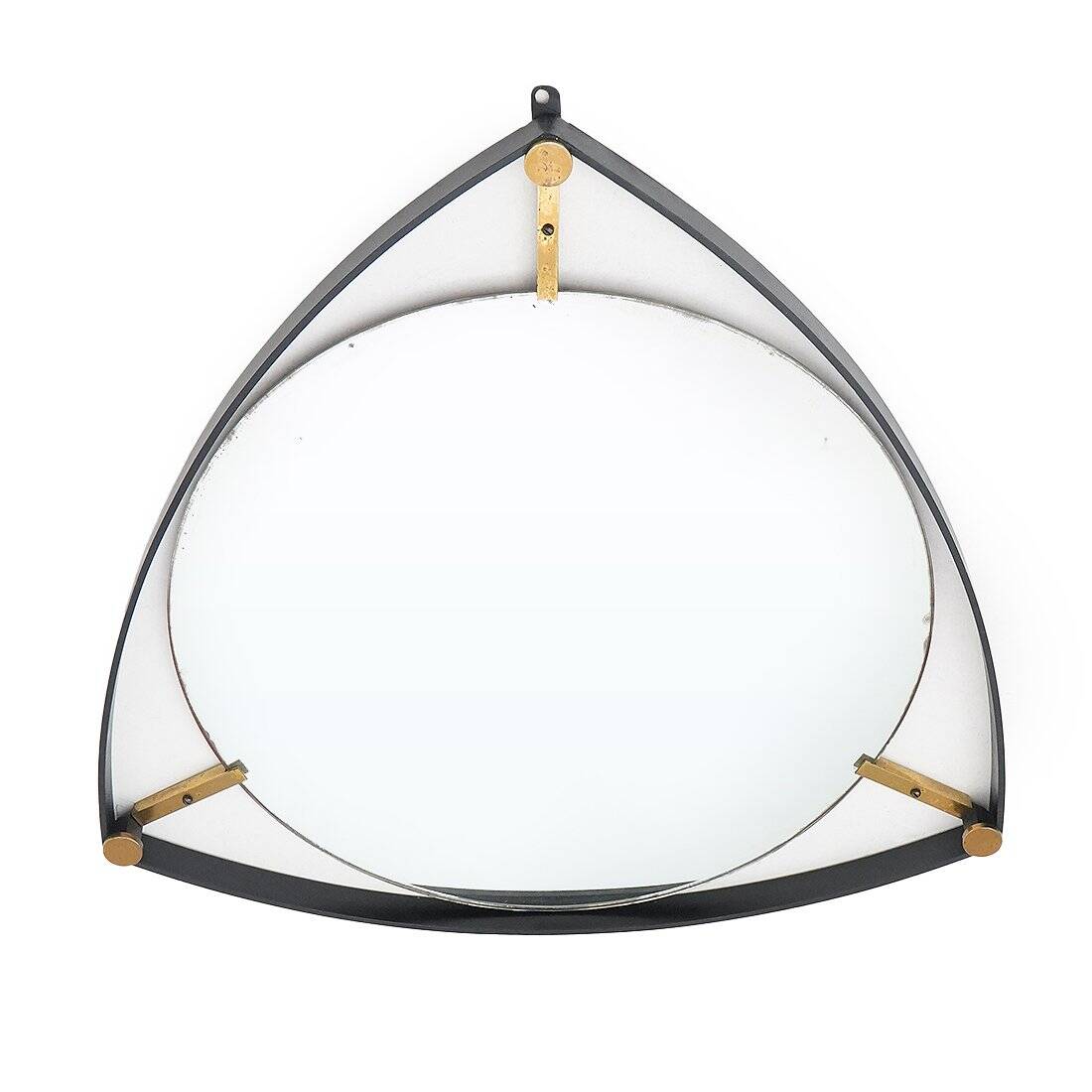 Vintage mirror with a metal and brass frame, 1950s.