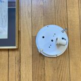 Ceiling light or half-moon wall lamp, half-spherical, 20 cm, opal glass.