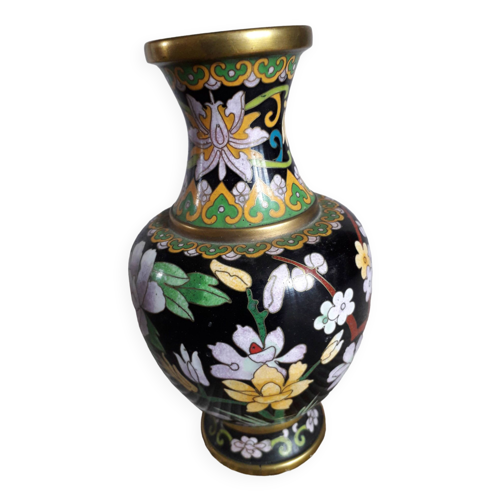 Vase vintage en émaux cloisonné