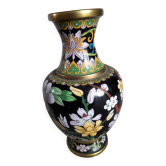 Vintage vase in cloisonné enamels