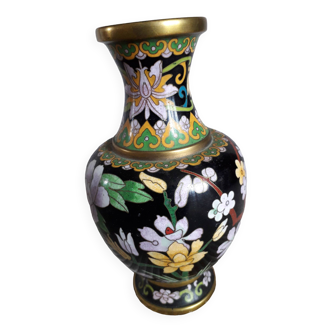 Vase vintage en émaux cloisonné