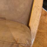 Pair of Danish armchairs from the 70s in leather and solid oak