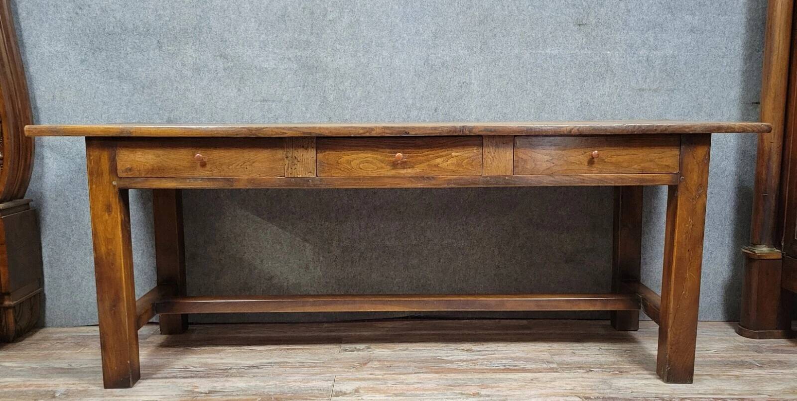 Solid oak farmhouse table, late 19th century, circa 1880