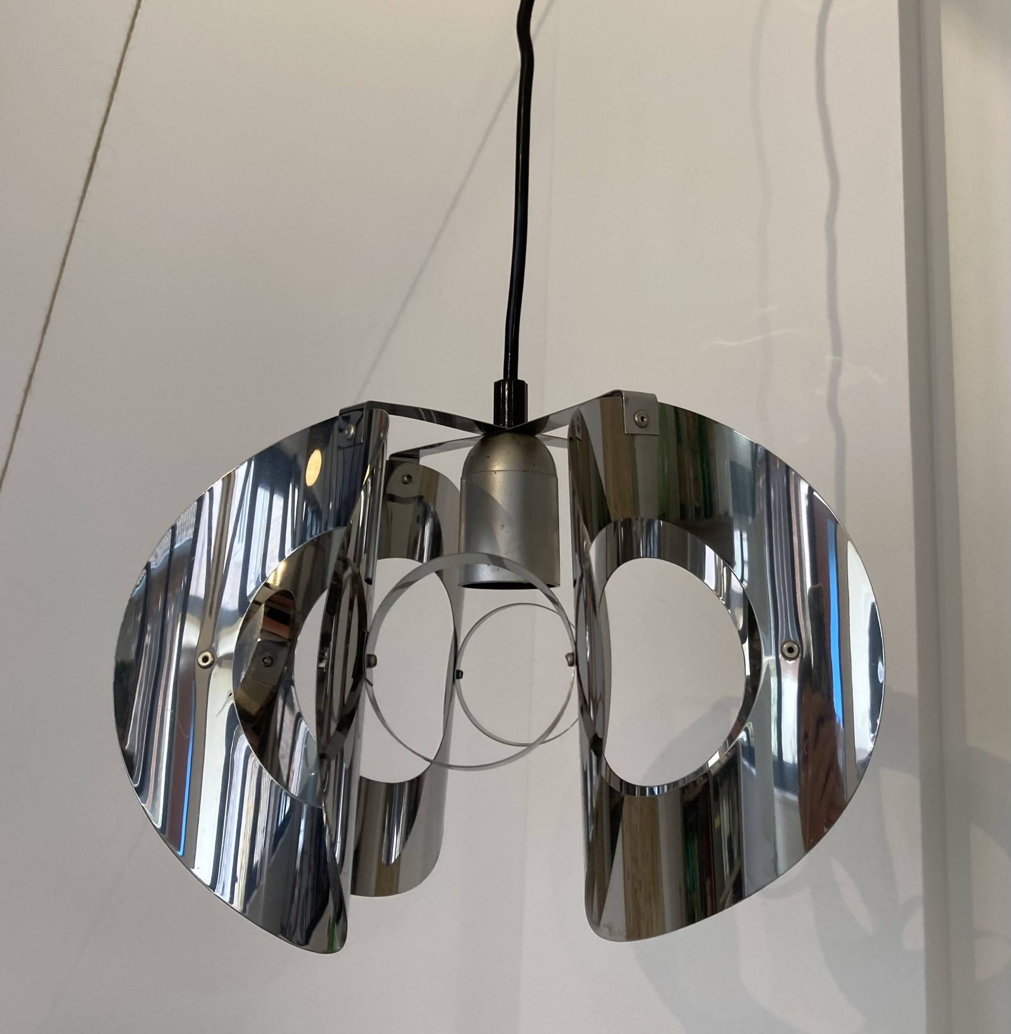 space age chrome metal suspension