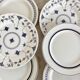 6 vintage mismatched blue and white porcelain dinner plates - Lot J