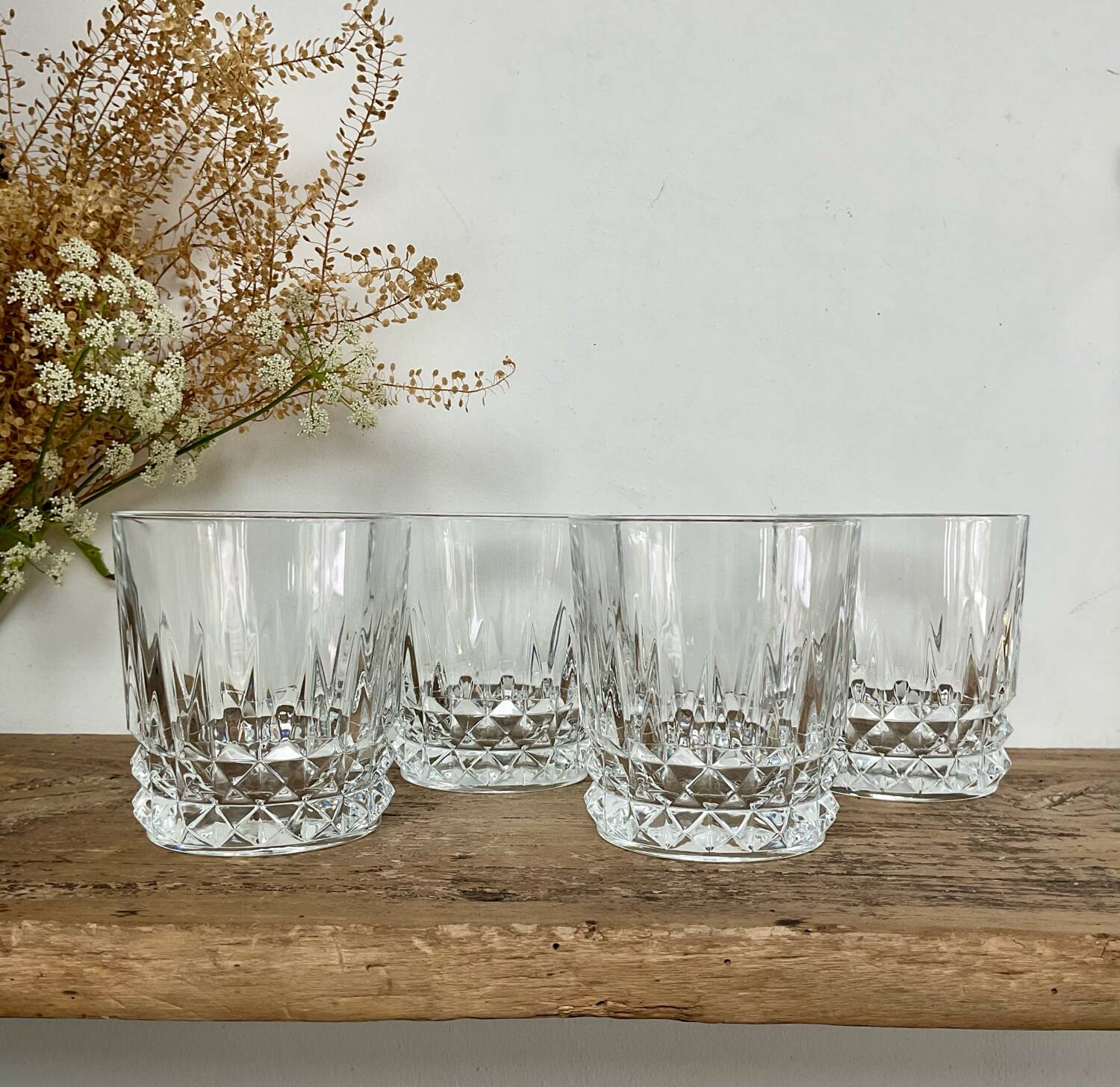 4 vintage whiskey glasses