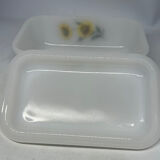 Ancien beurrier en verre Arcopal tournesol