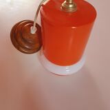 Luminaire suspension opaline vintage 70s orange and white impeccable condition.