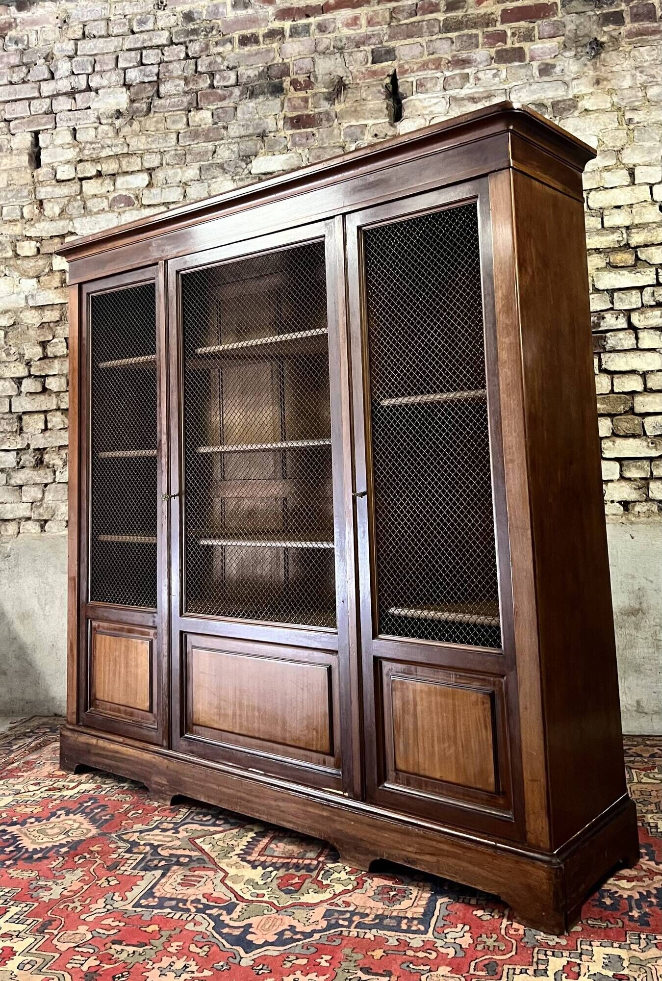 Three door mahogany bookcase from napoleon iii period xix eme century