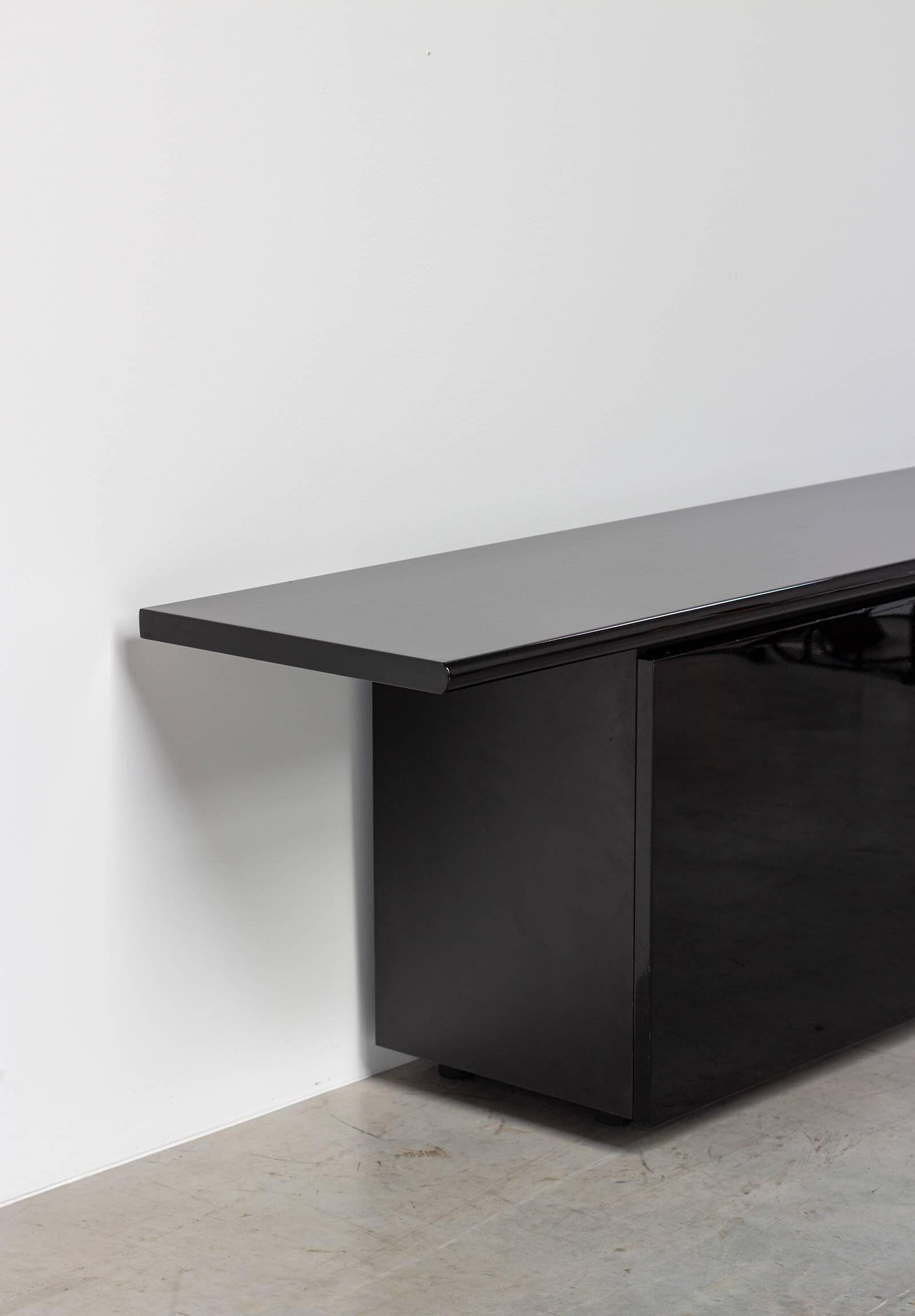 Giotto Stoppino for Acerbis Black Sheraton Sideboard Italy 1980s