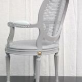 Louis xvi style “grey lacquered” armchair