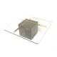 Italian design coffee table by Artedi with natural stone base and glass top