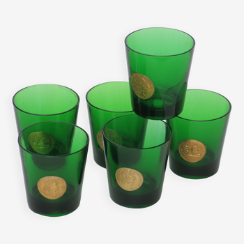 6 water glasses of green colors in very good