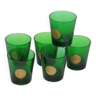 6 water glasses of green colors in very good