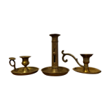 Set of brass candle holders