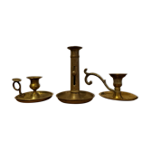 Set of brass candle holders