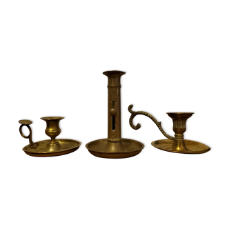 Set of brass candle holders