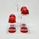 Condiment service oil vinegar salt pepper vintage plexi and red plastic