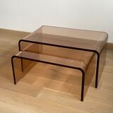 2 altuglas smoked nesting coffee table, 1970s