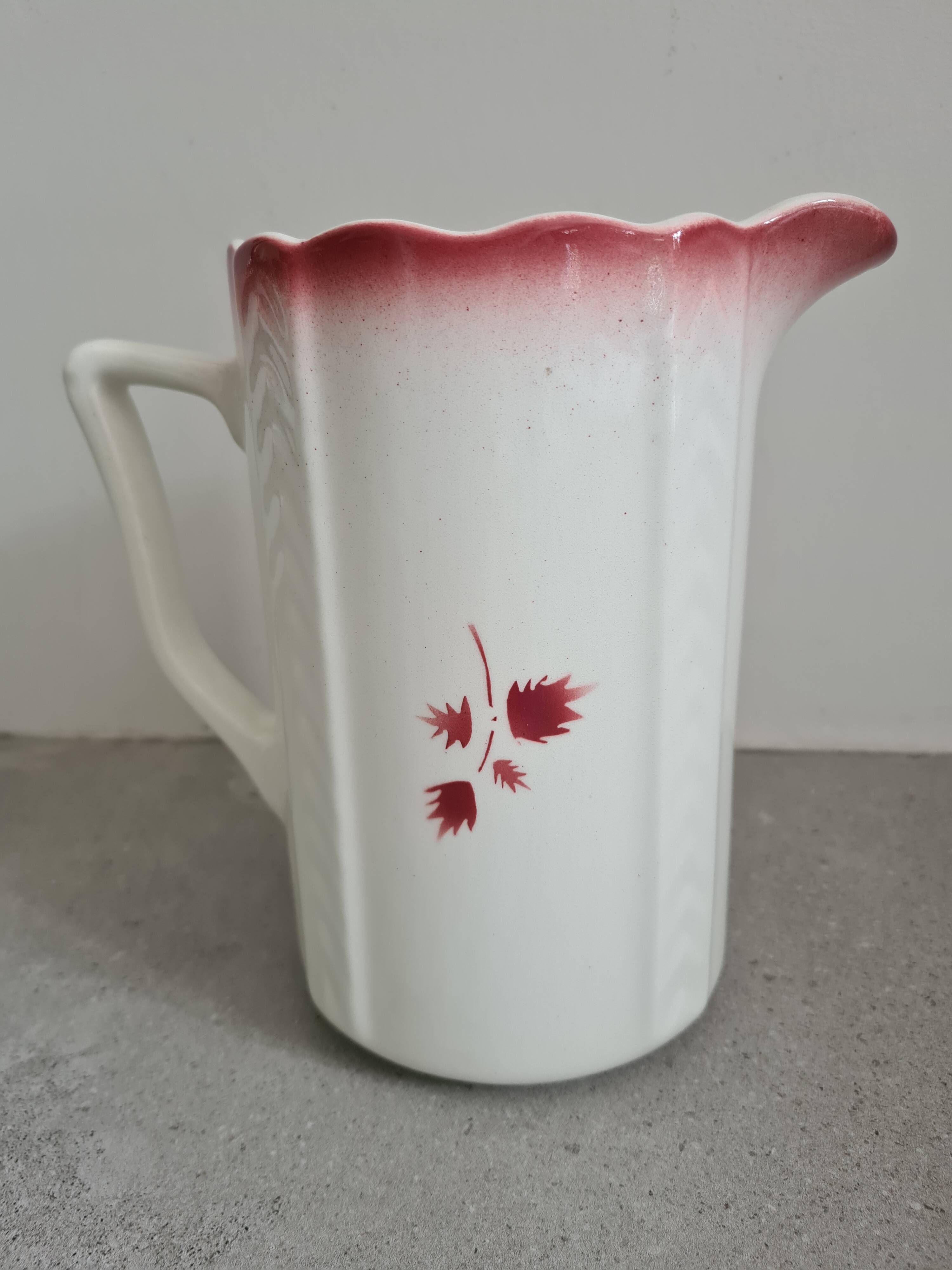 Old pitcher pink flowers Granit Hungary