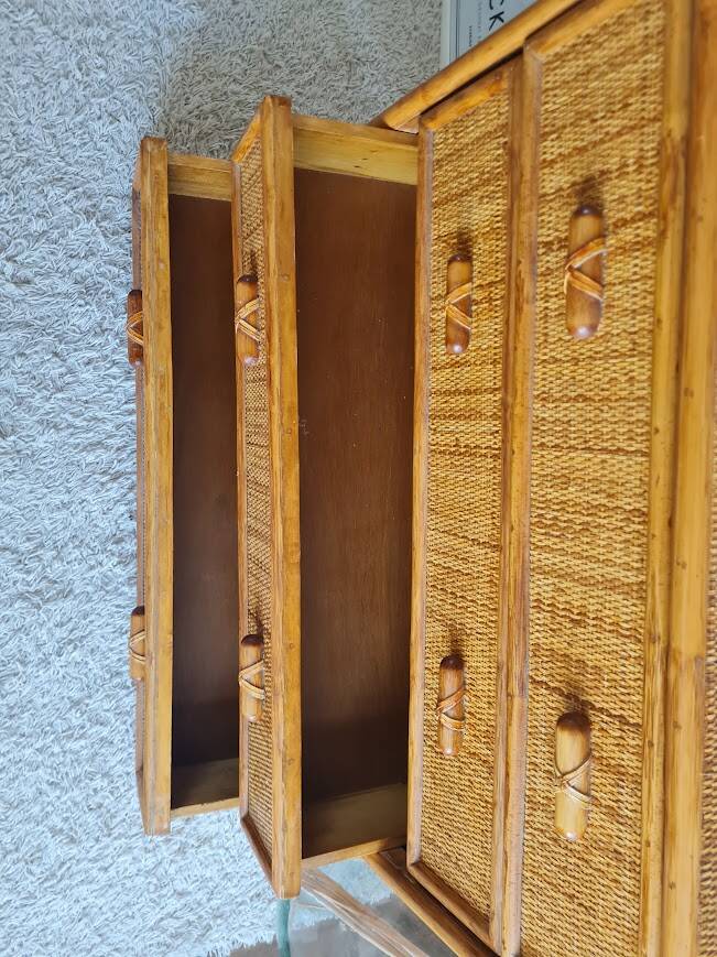 Rattan chest of drawers circa 1960s
