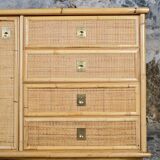 Bamboo and rattan chest of drawers or sideboard by Dal Vera, Italy, 1979