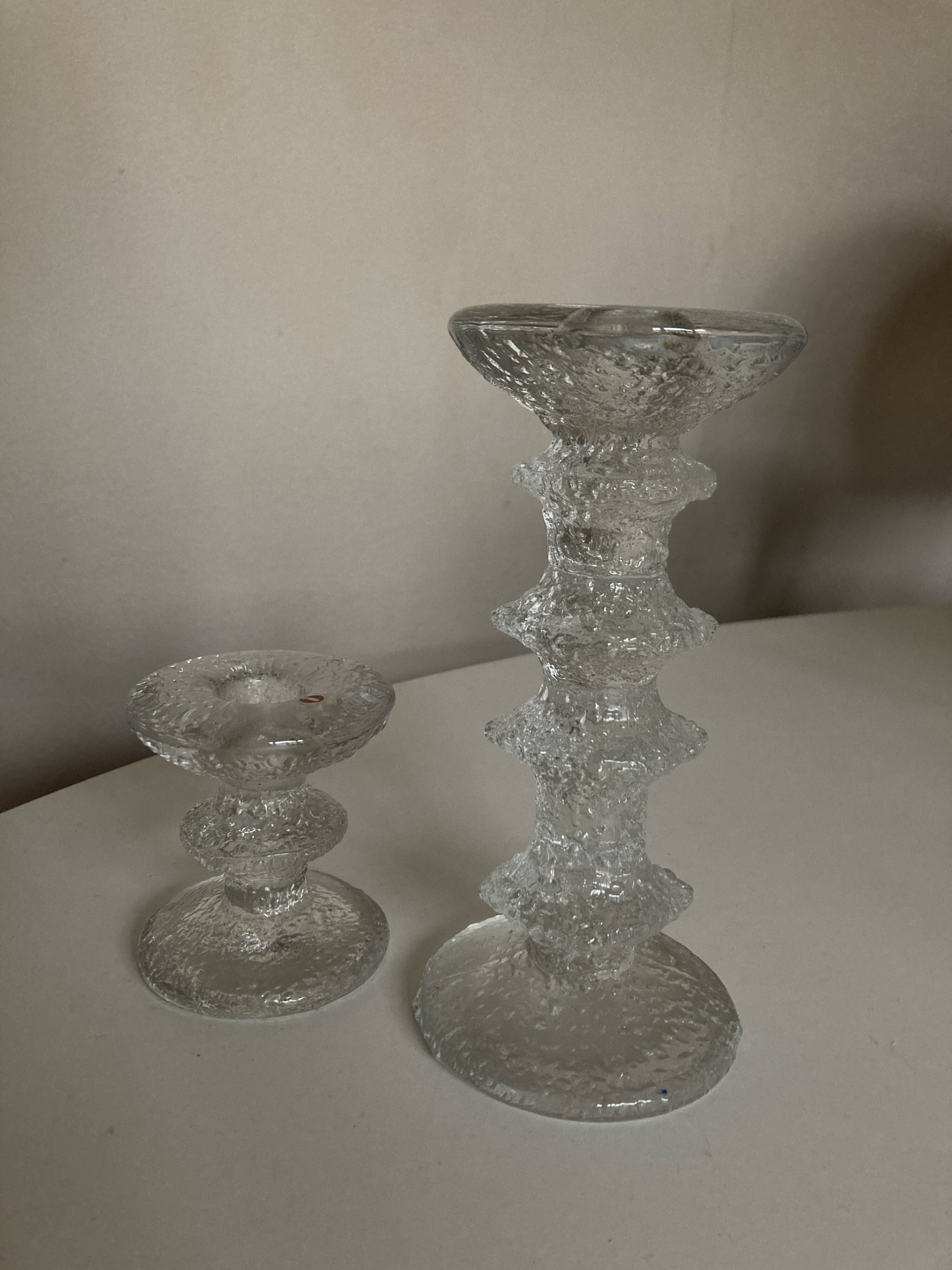 Pair of Festivo Timo Sarpaneva candlesticks 1972 for IIttala Finland