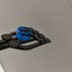 Vintage wall candle holder in wrought iron and hard pressed blue glass.