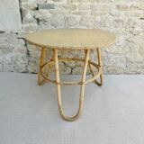 Rattan tripod pedestal table, 1960