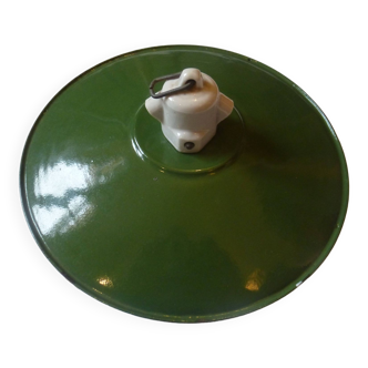 Industrial pendant light green enameled sheet metal and white porcelain #3