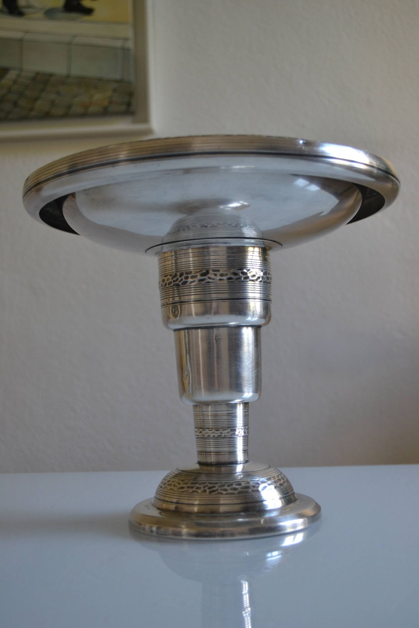 coupe centre de table art déco métal argenté 1930