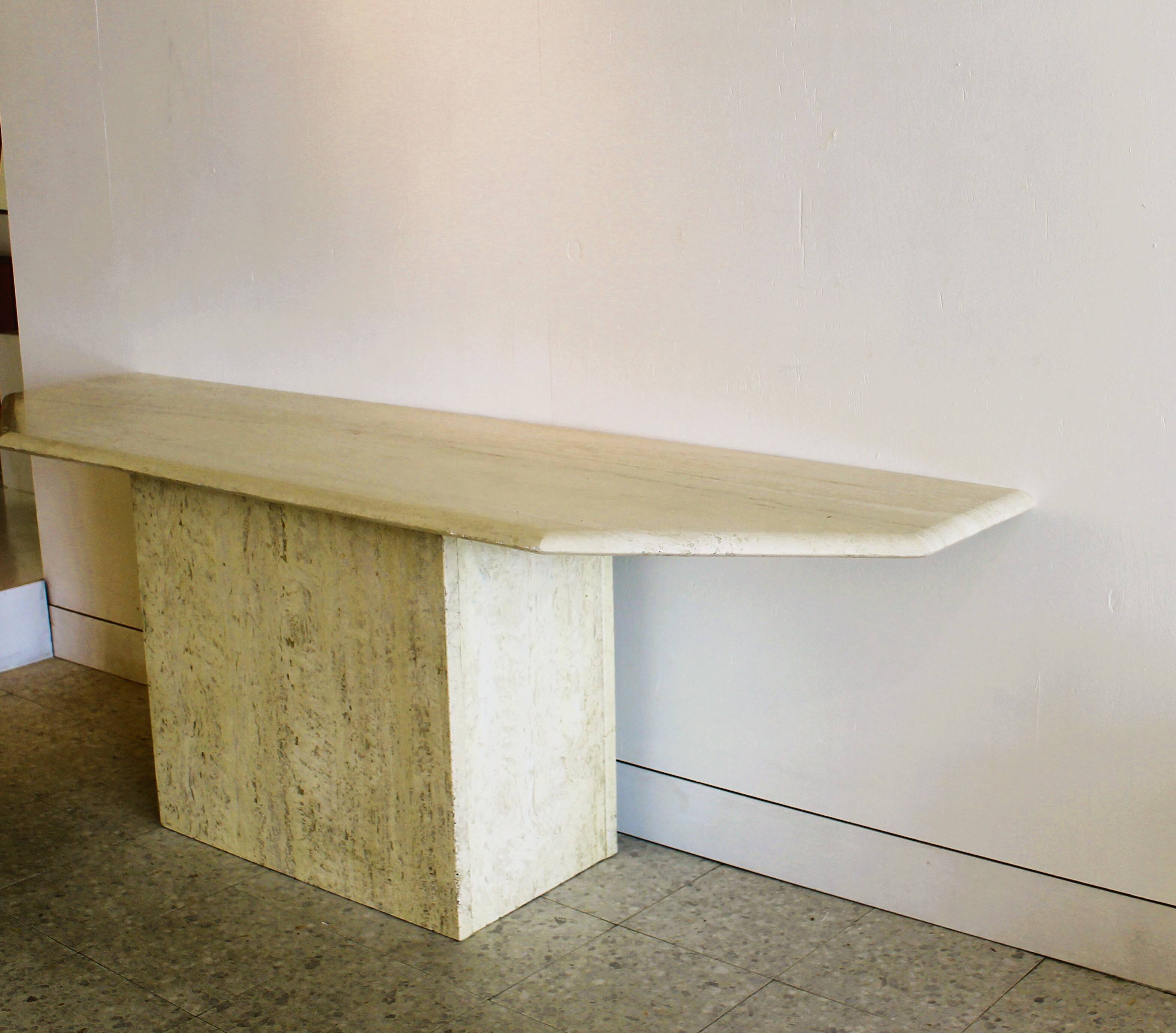 Very large travertine console, Italy, 1970s.