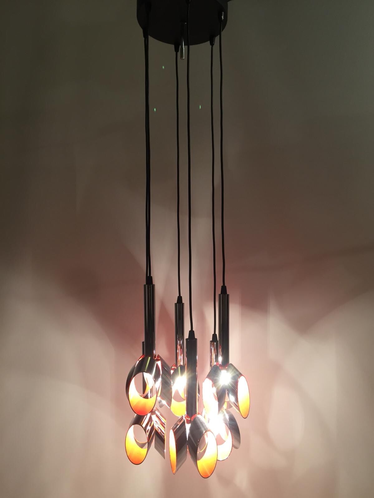 Chromed Metal Ceiling Lamp by RAAK, Amsterdam, 1960's