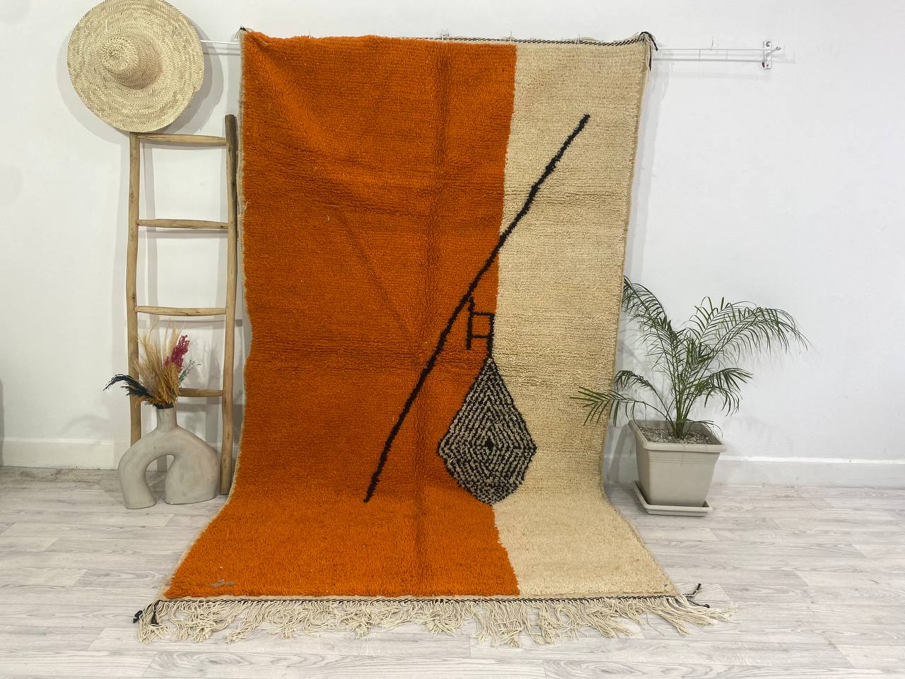 Handmade Moroccan Berber carpet 252 x 152 CM